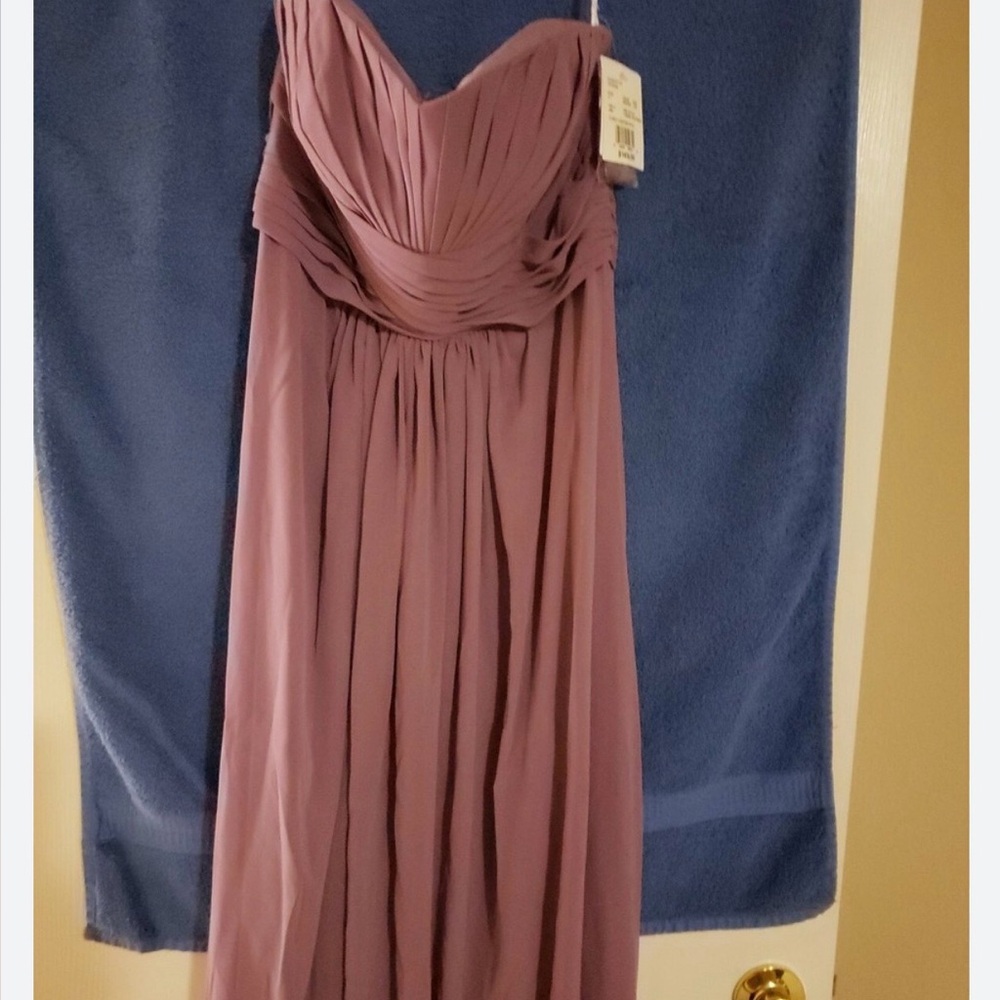Strapless chiffon bridesmaid gown